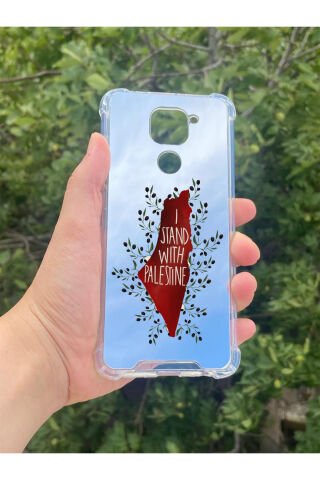 Xiaomi Redmi Note 9 Uyumlu Aynalı Palestine Desenli Darbe Kamera Korumalı Silikon Telefon Kılıfı