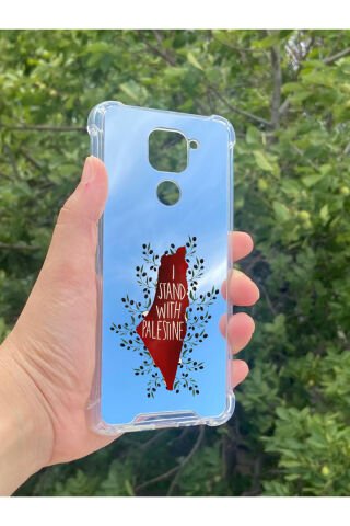 Xiaomi Redmi Note 9 Uyumlu Aynalı Palestine Desenli Darbe Kamera Korumalı Silikon Telefon Kılıfı