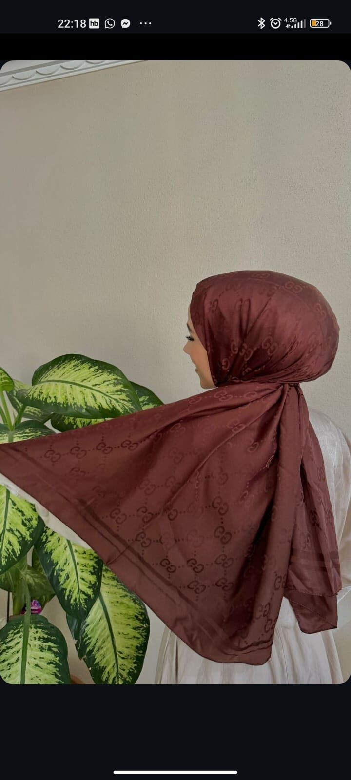 Kadın Şal Jakar Kumaş  75 X 185 cm G Model Kahverengi