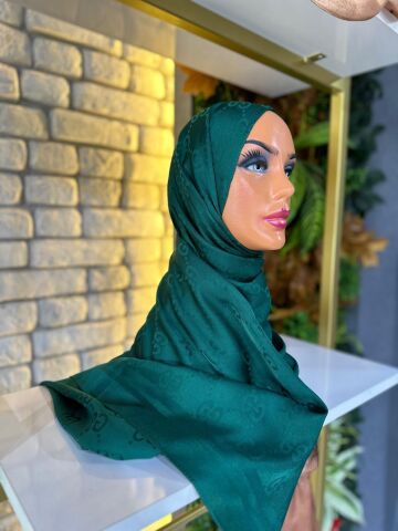 Kadın Şal Jakar Kumaş  75 X 185 cm G Model Petrol Yeşili