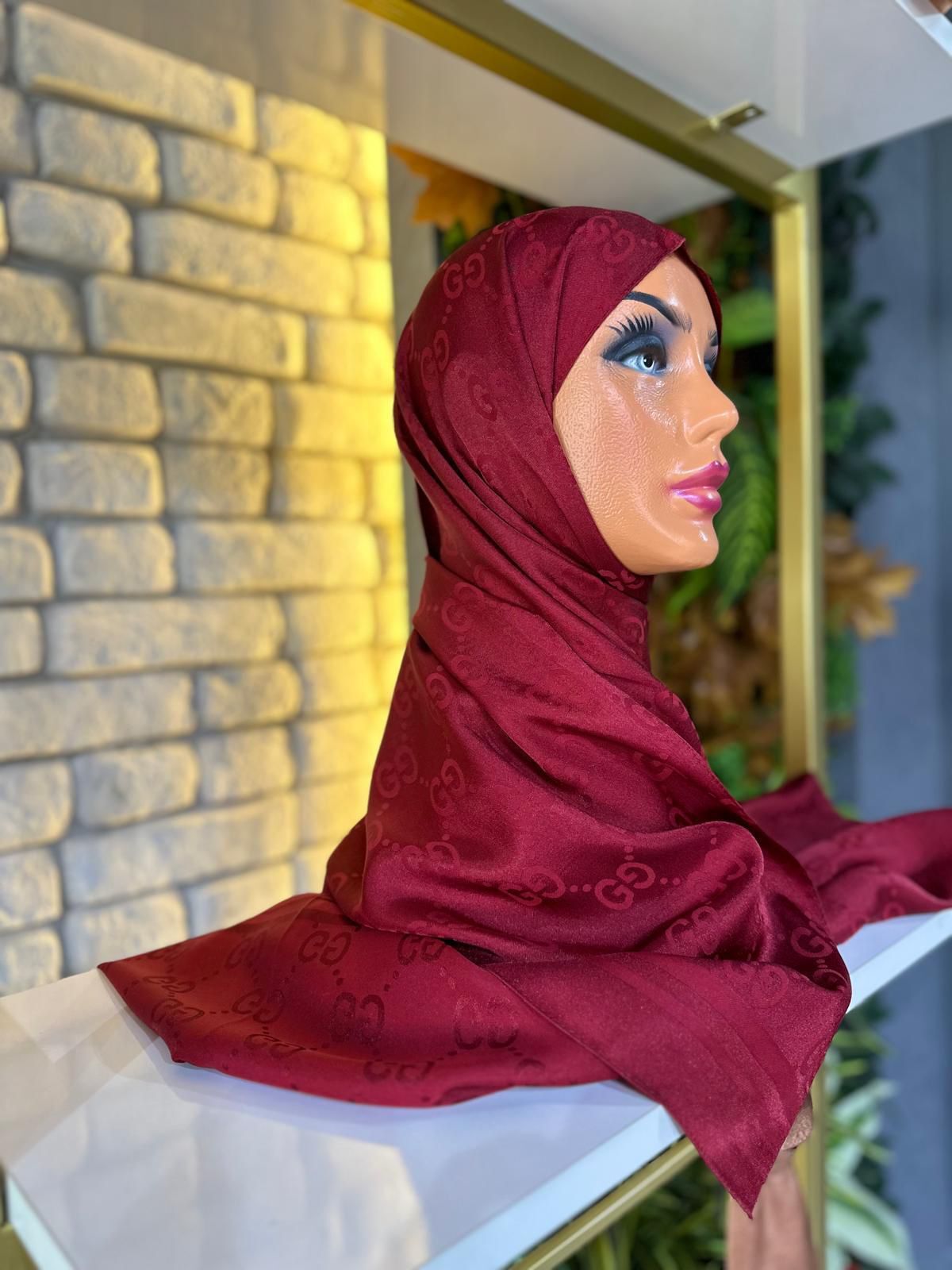 Kadın Şal Jakar Kumaş  75 X 185 cm G Model Bordo