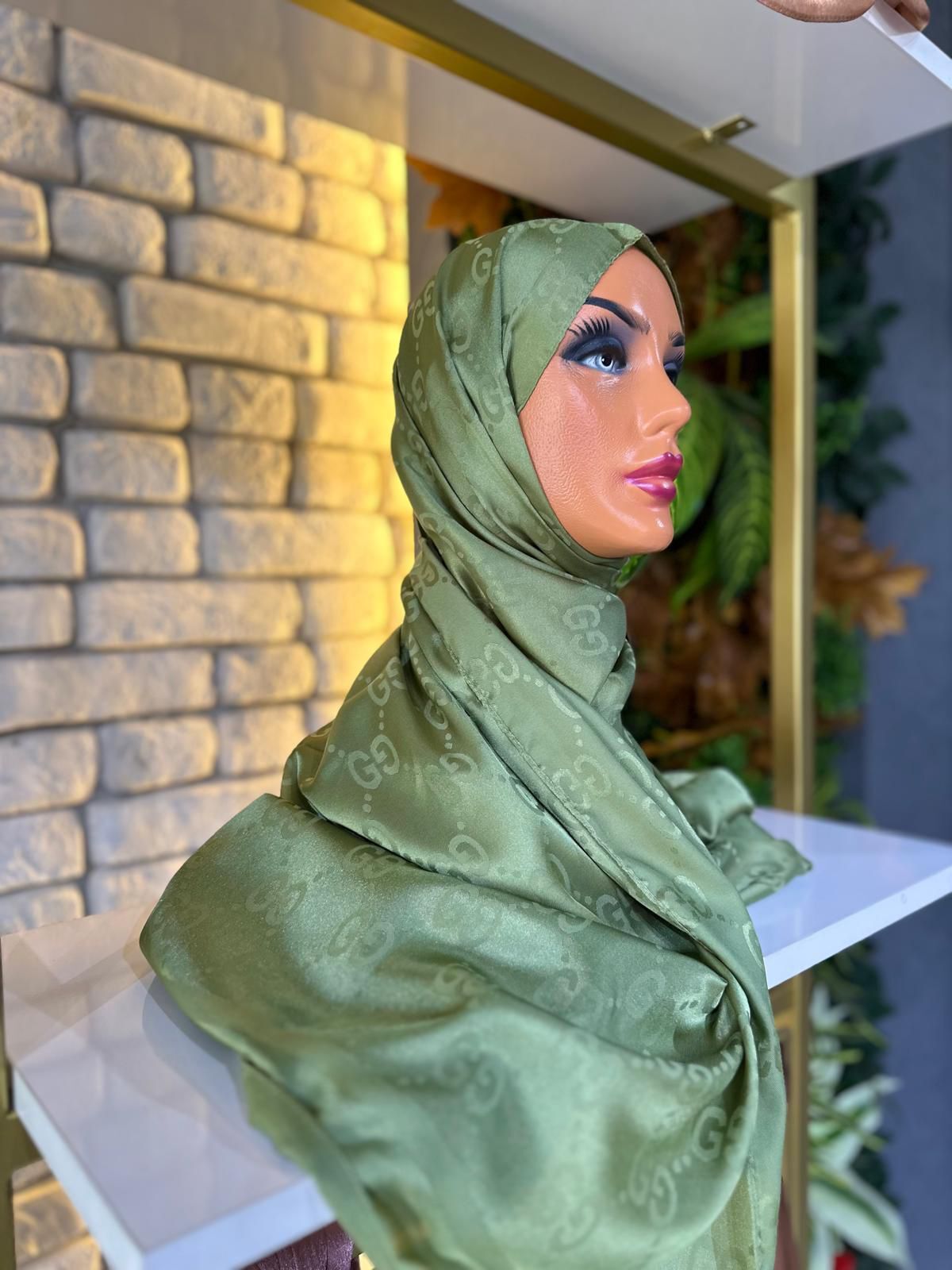 Kadın Şal Jakar Kumaş  75 X 185 cm G Model Yeşil