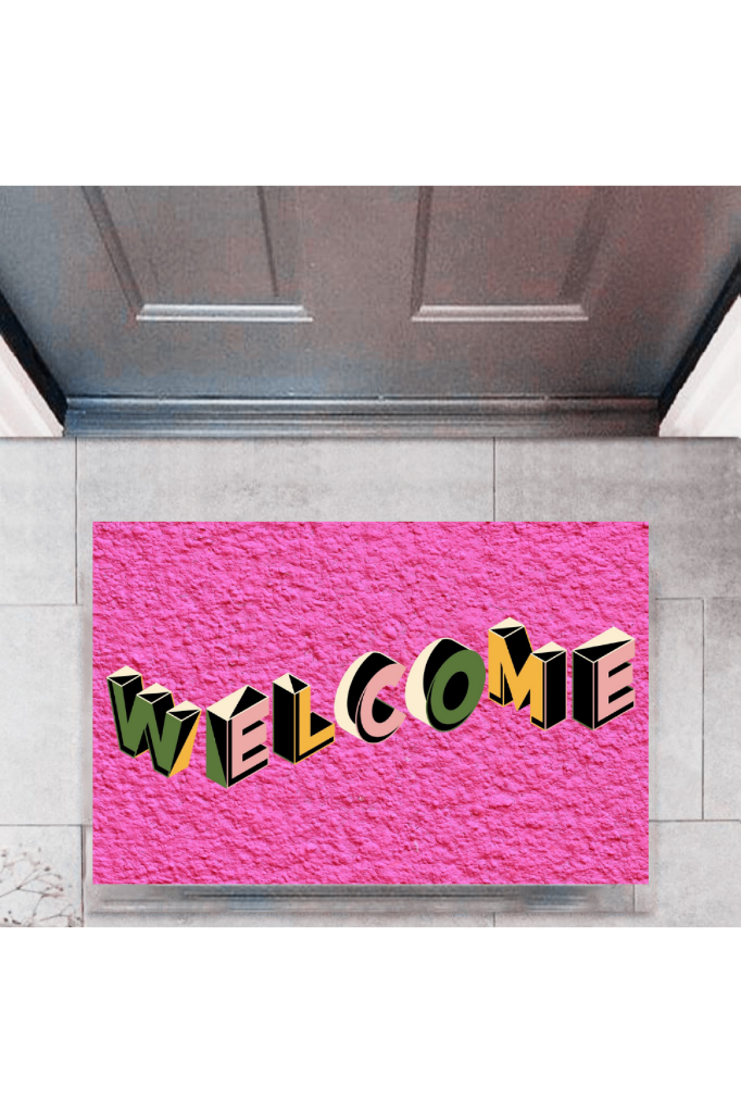 Kapı Önü Paspası Dekoratif Dijital Baskı Welcome P-2343
