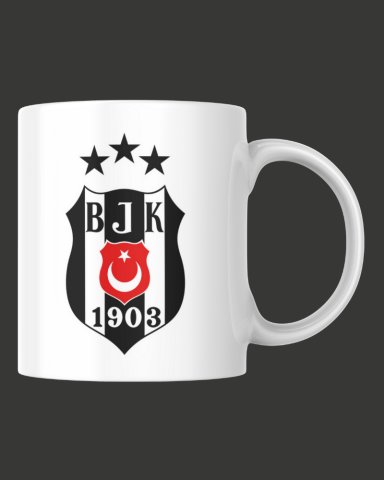 Siyah Beyaz Taraftar Tasarım Seramik 350 Ml Kupa Bardak