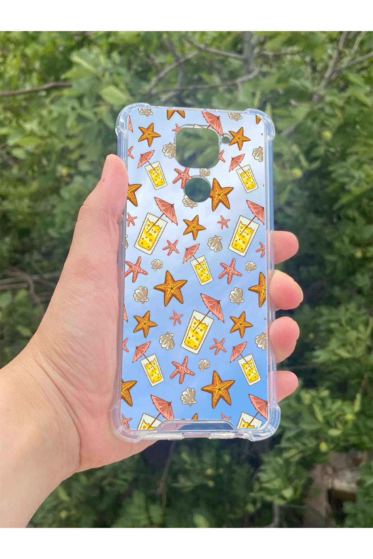 Xiaomi Redmi Note 9 Uyumlu Aynalı Limonata Desenli Darbe Kamera Korumalı Silikon Telefon Kılıfı