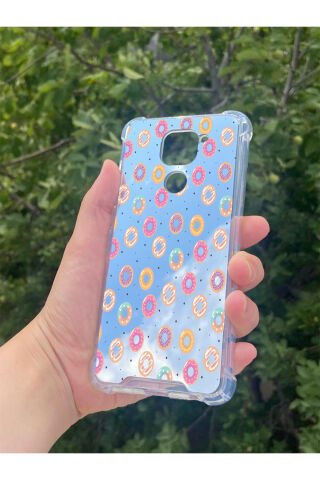 Xiaomi Redmi Note 9 Uyumlu Aynalı Pembe Donut Desenli Darbe Kamera Korumalı Silikon Telefon Kılıfı