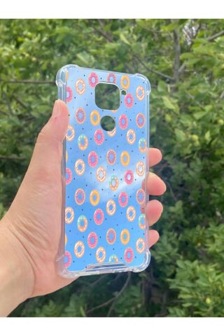 Xiaomi Redmi Note 9 Uyumlu Aynalı Pembe Donut Desenli Darbe Kamera Korumalı Silikon Telefon Kılıfı