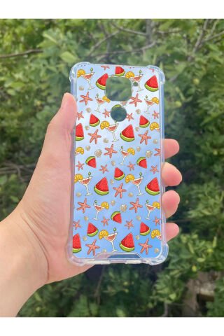 Xiaomi Redmi Note 9 Uyumlu Aynalı Karpuz Desenli Darbe Kamera Korumalı Silikon Telefon Kılıfı