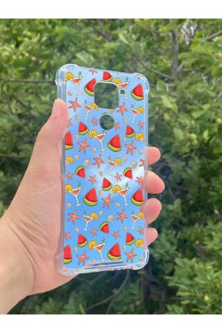 Xiaomi Redmi Note 9 Uyumlu Aynalı Karpuz Desenli Darbe Kamera Korumalı Silikon Telefon Kılıfı
