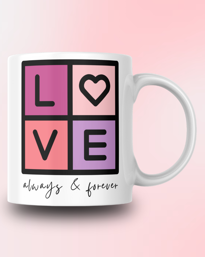 Love Yazılı Tasarım Seramik 350 Ml Kupa Bardak