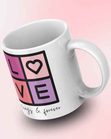 Love Yazılı Tasarım Seramik 350 Ml Kupa Bardak