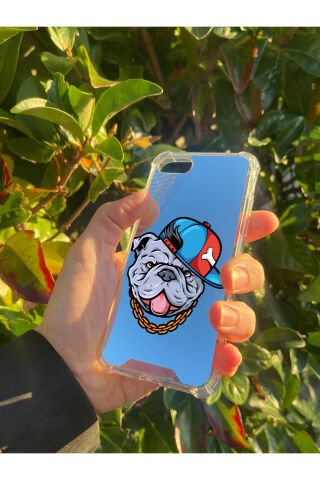 İphone 8 Uyumlu Aynalı Köpek Desenli Darbe Kamera Korumalı Silikon Telefon Kılıfı
