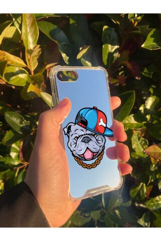 İphone 8 Uyumlu Aynalı Köpek Desenli Darbe Kamera Korumalı Silikon Telefon Kılıfı
