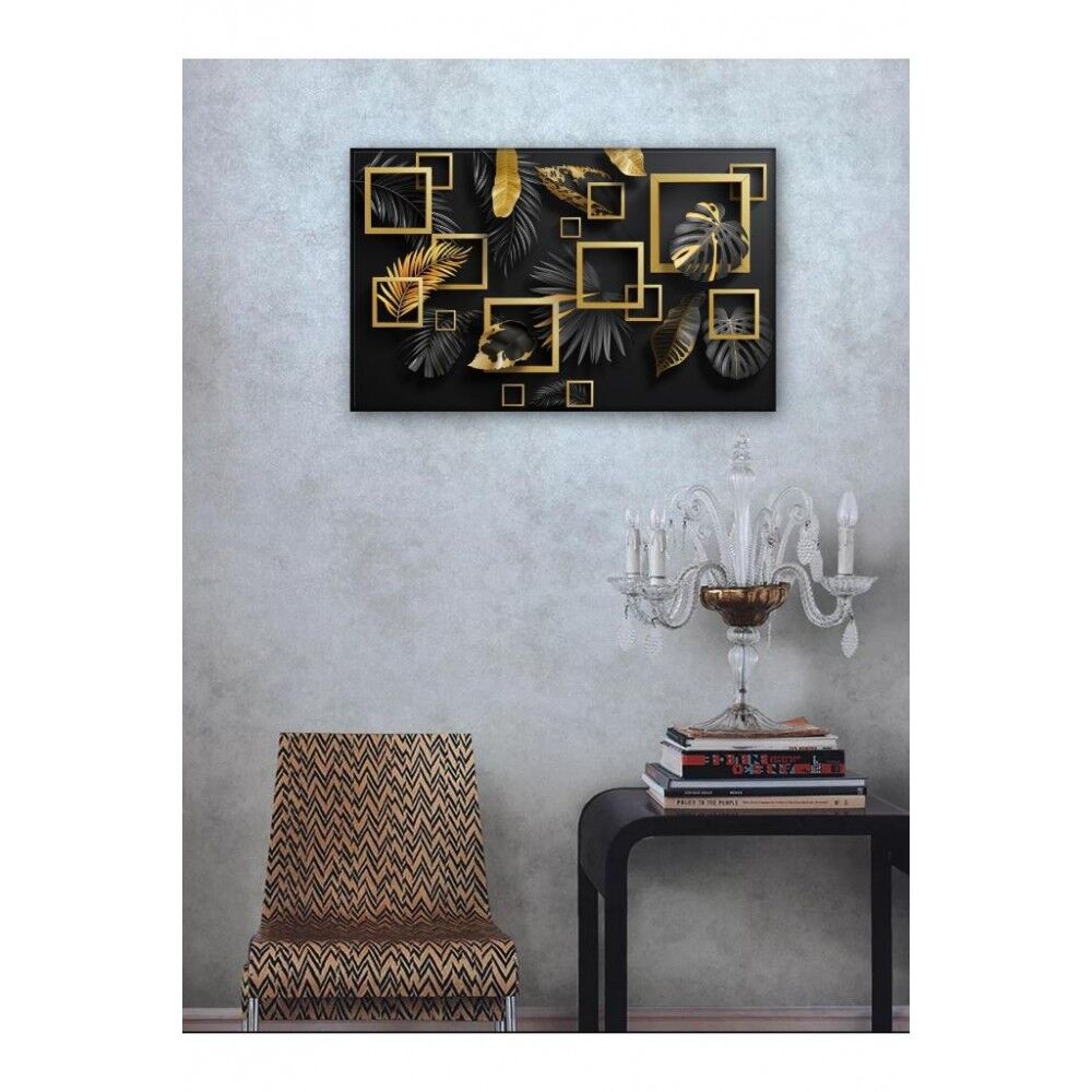 Kanvas Tablo Dekoratif Gold Kare Led Işıklı - 70 x 100 cm