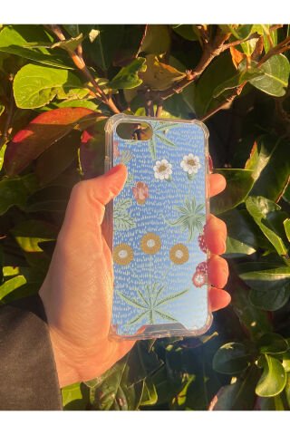 İphone SE 2020 Uyumlu Aynalı Çiçek Desenli Darbe Kamera Korumalı Silikon Telefon Kılıfı