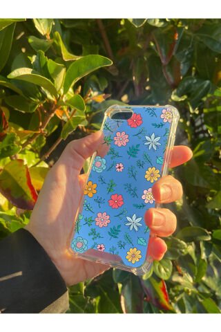 İphone SE 2020 Uyumlu Aynalı Renkli Çiçek Desenli Darbe Kamera Korumalı Silikon Telefon Kılıfı