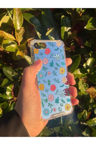İphone SE 2020 Uyumlu Aynalı Renkli Çiçek Desenli Darbe Kamera Korumalı Silikon Telefon Kılıfı