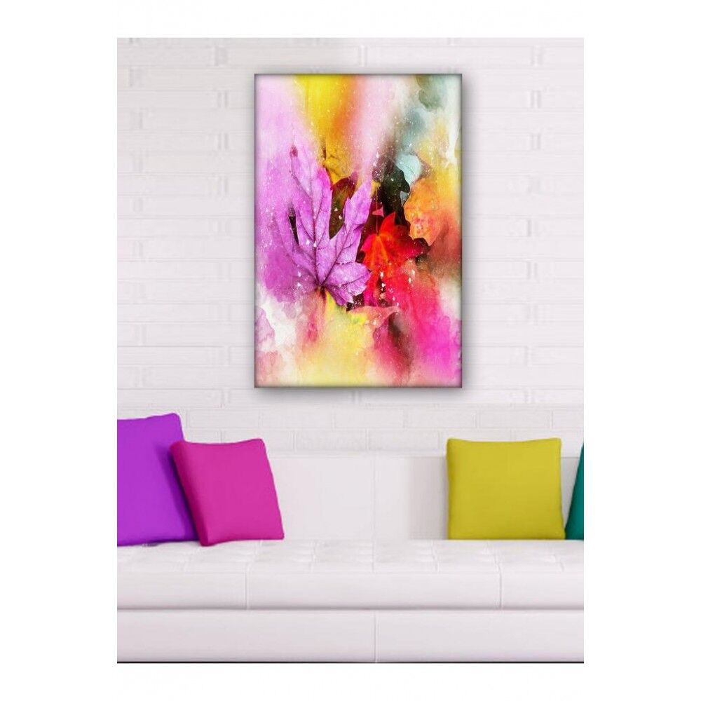 Kanvas Tablo Dekoratif Renkli Yaprak Led Işıklı - 70 x 100 cm