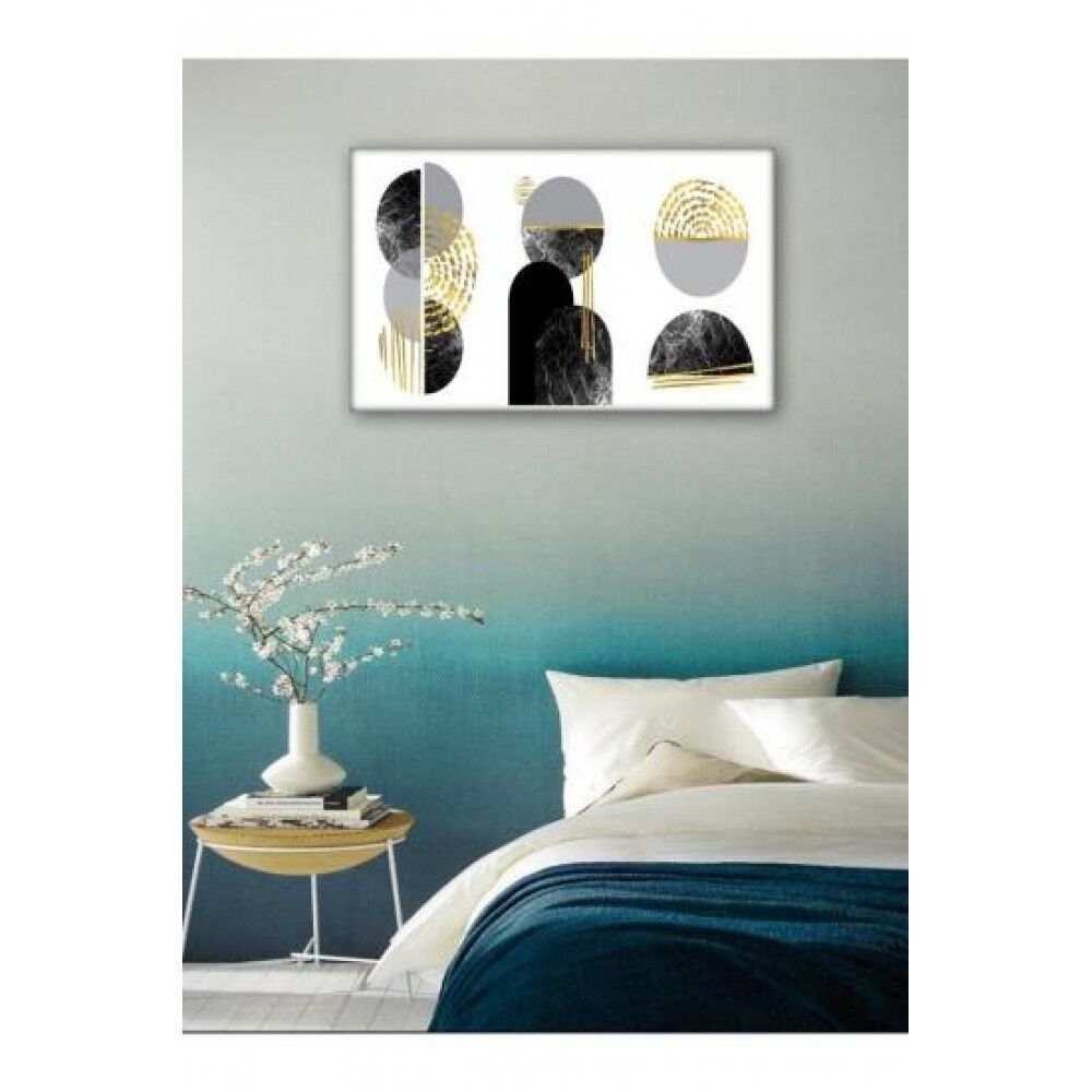 Kanvas Tablo Dekoratif Siyah Gold Led Işıklı - 70 x 100 cm