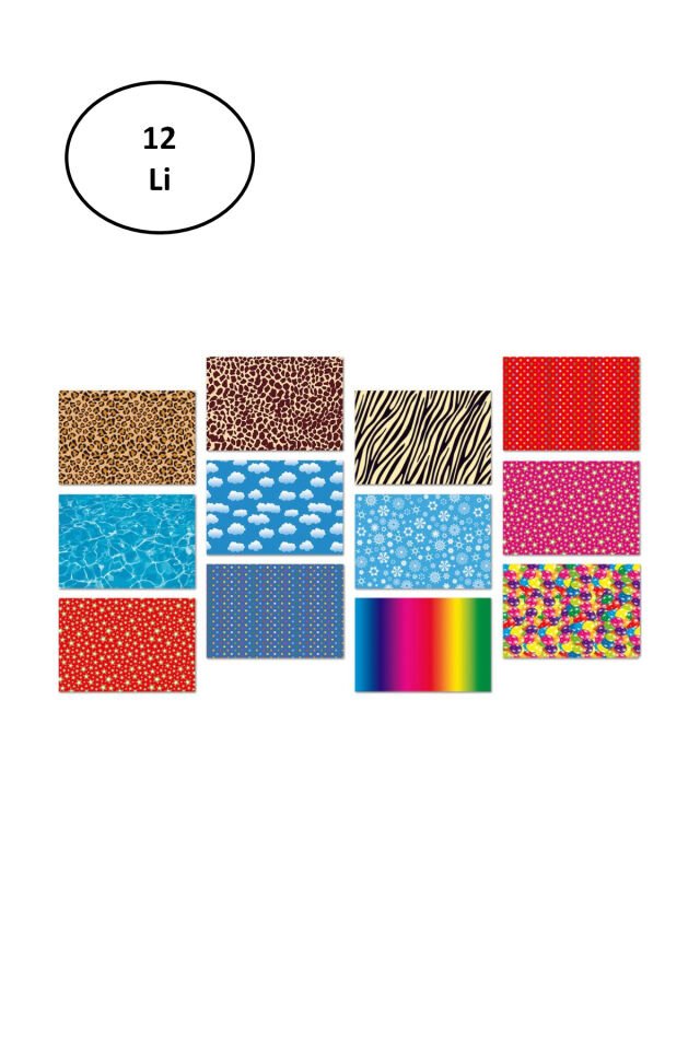 Keskin Color 35x50 Karışık Desenli Fon Kartonu 12''li