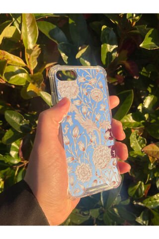 İphone SE 2020 Uyumlu Aynalı Lale Desenli Darbe Kamera Korumalı Silikon Telefon Kılıfı