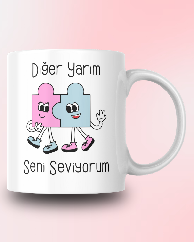 Diğer Yarım Tasarım Seramik 350 Ml Kupa Bardak