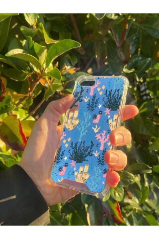 İphone SE 2020 Uyumlu Aynalı Renkli Dal Desenli Darbe Kamera Korumalı Silikon Telefon Kılıfı